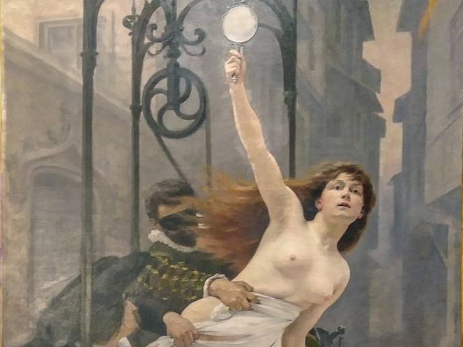 Эдуар Деба-Понсан. Истина, выбирающаяся из колодца (фрагмент). 1898