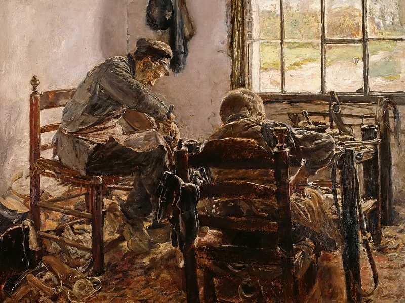 Макс Либерман. Мастерская сапожника (фрагмент). 1881-1882