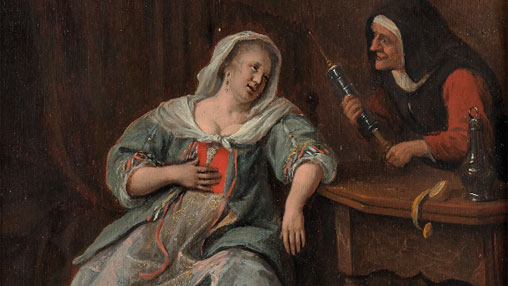 Ян Стен. Больная женщина. Фрагмент. 1660