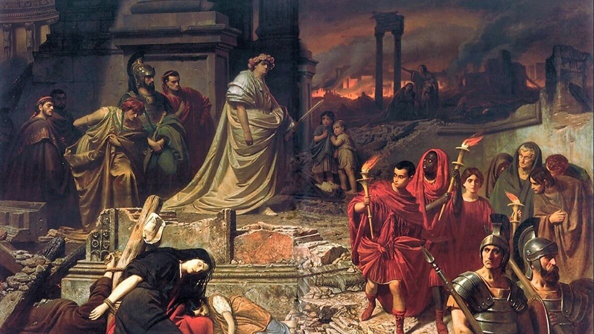 Карл Теодор фон Пилоти. Нерон смотрит на горящий Рим (фрагмент). 1861 год