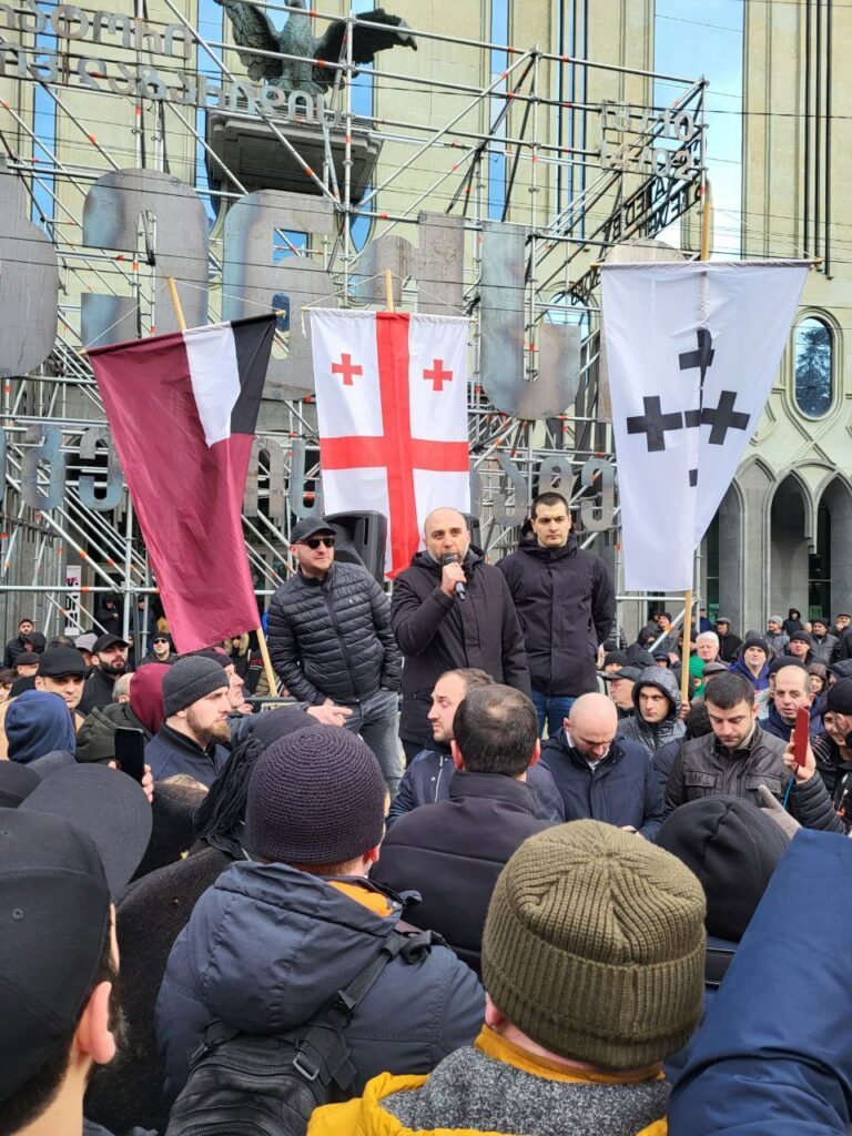 Лидеры Консервативного движения\Alt-info на акции протеста против осквернения иконы Матроны Московской в Тбилиси, 13 января 2024 года