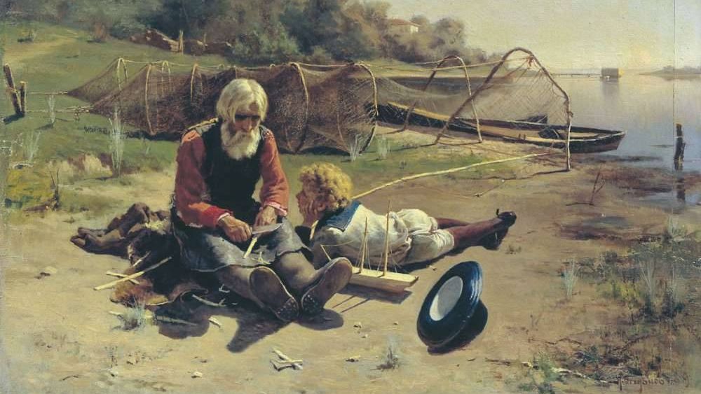 Богданов Николай Григорьевич. Рыбак с мальчиком. 1889