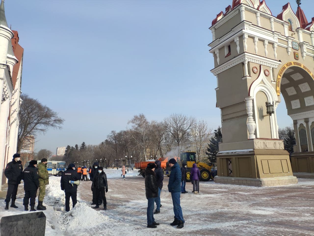 Место предполагаемого митинга в поддержку Навального в Благовещенске (31.01.2021)