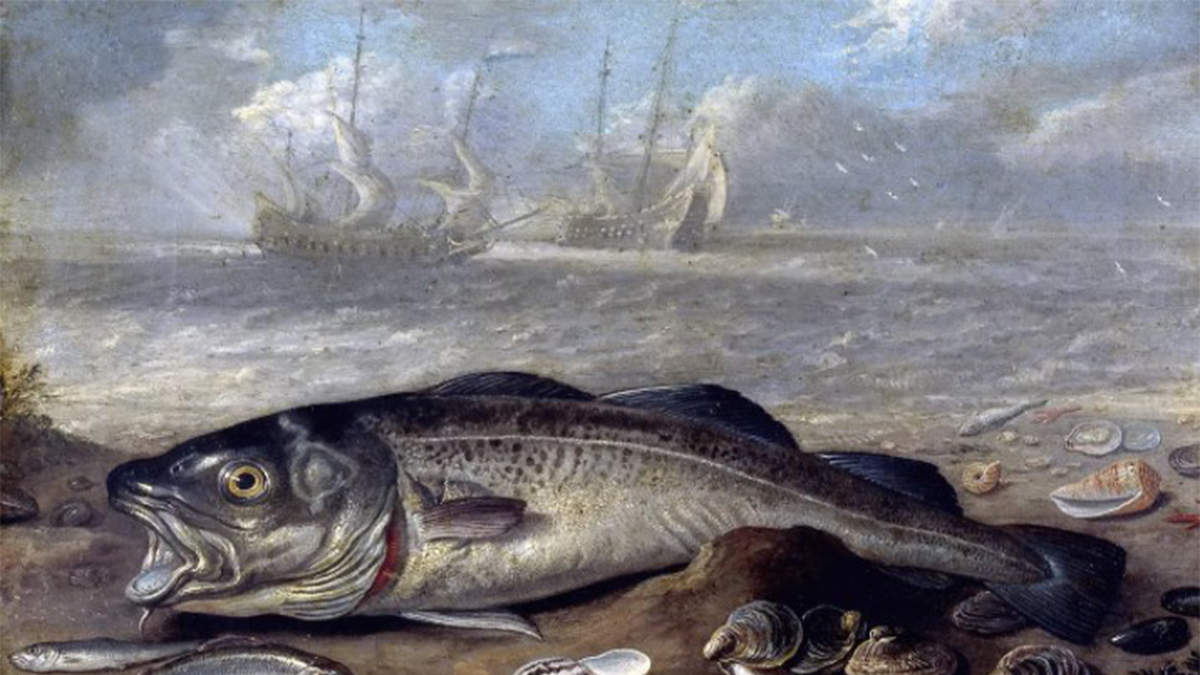 Ян ван Кессель Старший. Рыбы и раковины на берегу (фрагмент)