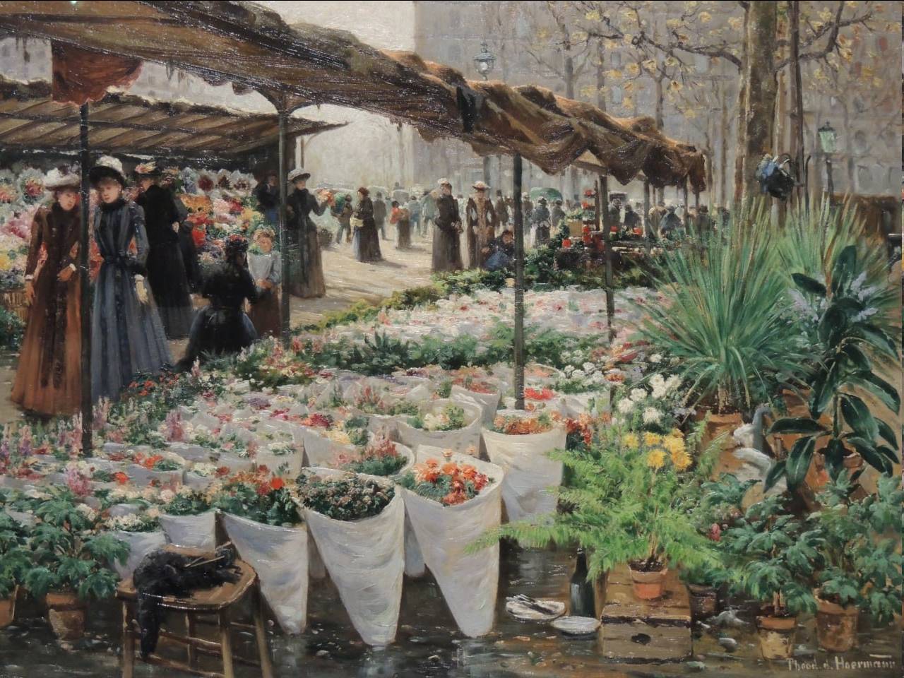 Теодор фон Хёрман. Цветочный рынок в Ла Мадлен. 1895
