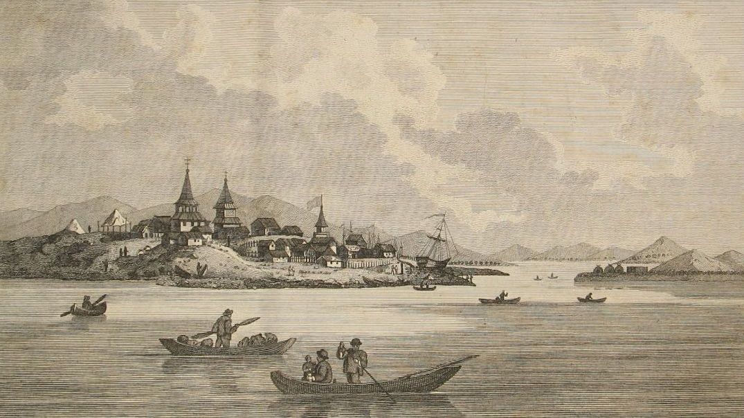 Вид на порт Охотск в конце XVIII века из французского издания 1802 г. фрагмент