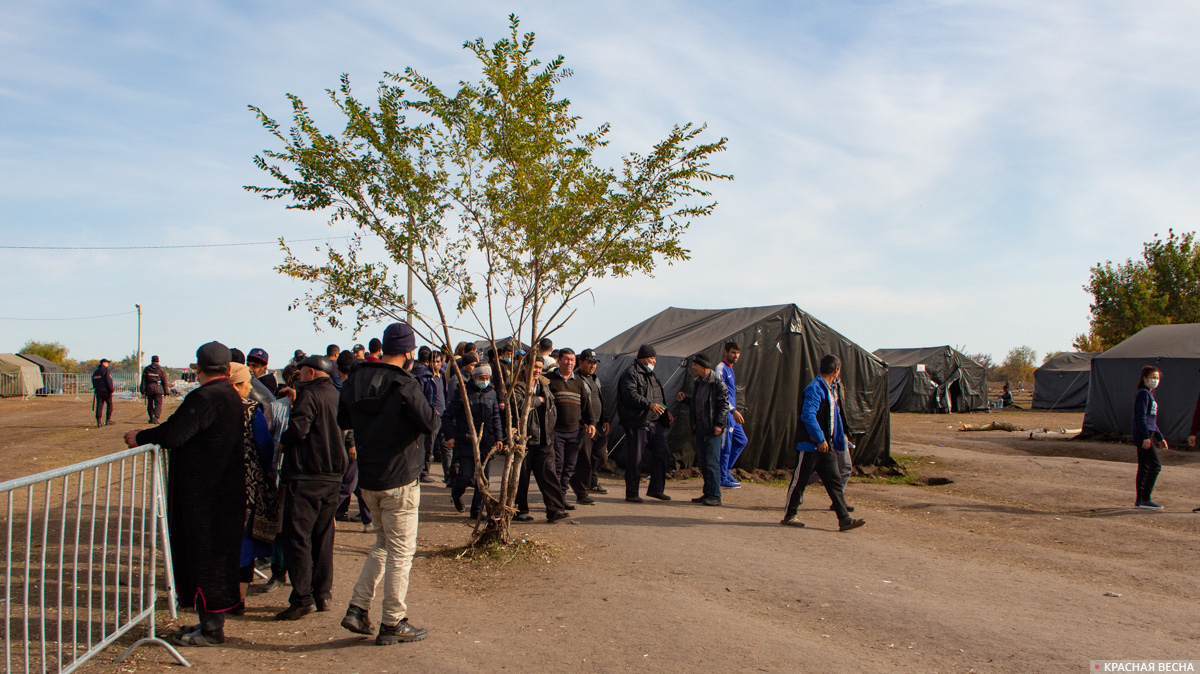 Мигранты в палаточном лагере