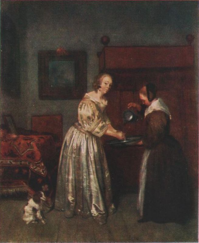 Герард Терборх Младший. Дама, умывающая руки. 1665