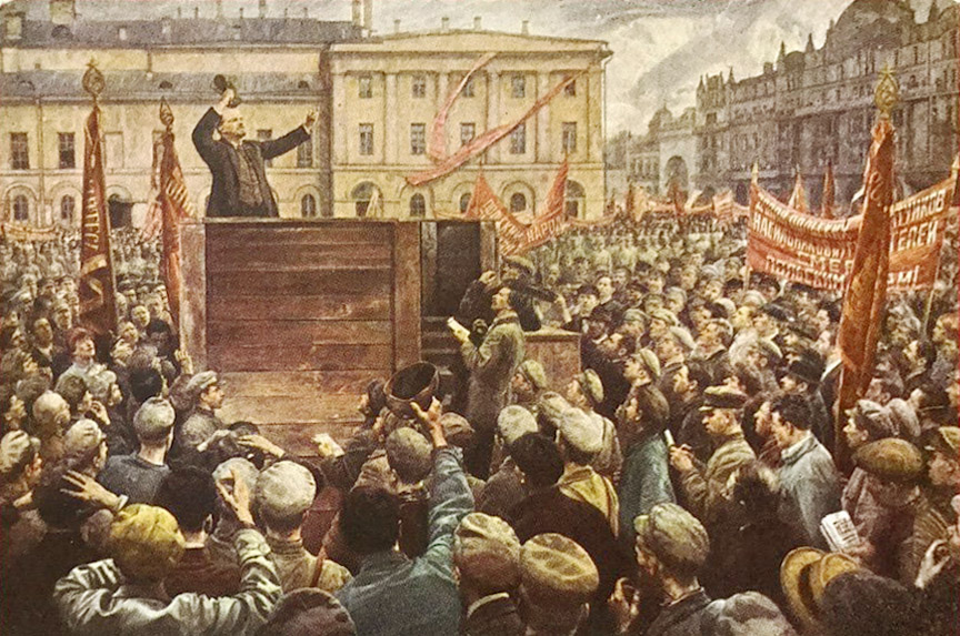 И. И. Бродский. Выступление В. И. Ленина перед частями Красной Армии, отправляющимися на Западный фронт 5 мая 1920 года. 1933