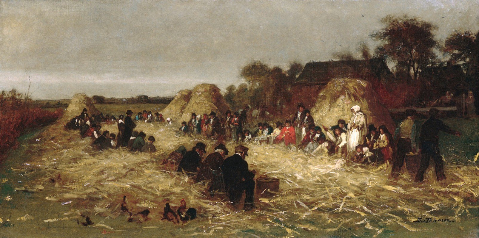 Истмен Джонсон. Чистка кукурузы, остров Нантакет. Около 1875