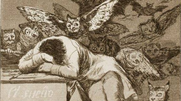 Франсиско де Гойя. Сон разума рождает чудовищ. Фрагмент. 1799