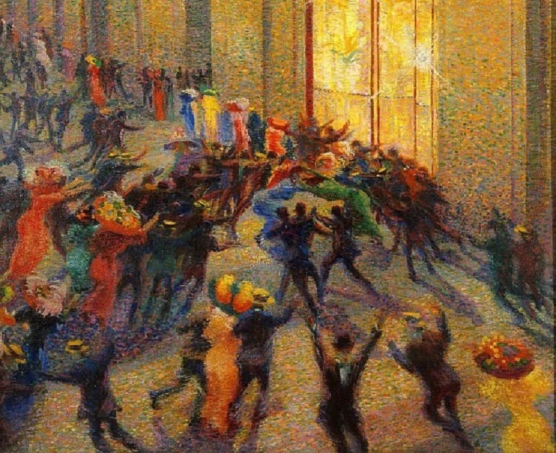 Умберто Боччони. Беспорядки в галерее (фрагмент). 1910