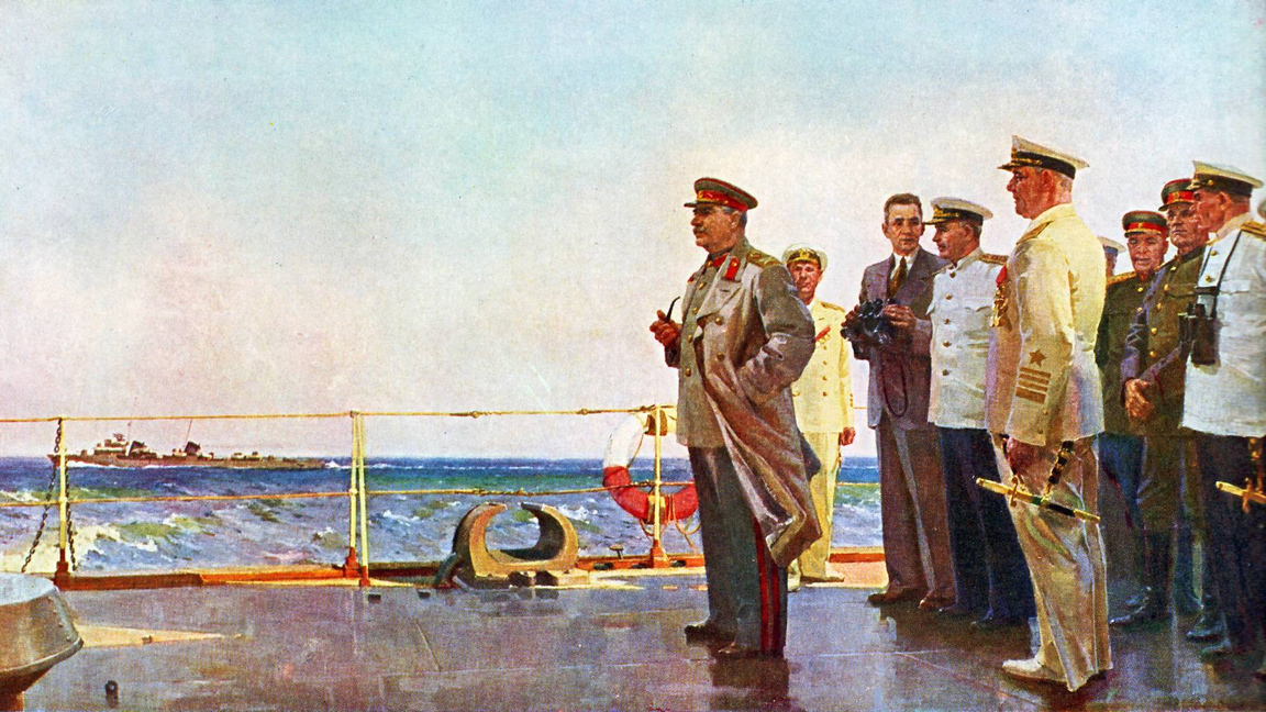 Виктор Григорьевич Пузырьков. И. В. Сталин на крейсере «Молотов». 1949