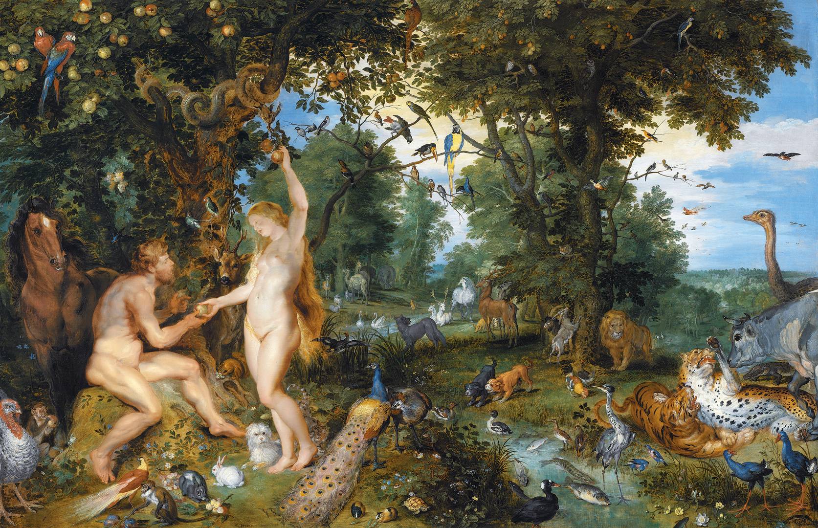 Питер Пауль Рубенс и Ян Брейгель Старший. Эдемский сад с грехопадением человека. Около 1615