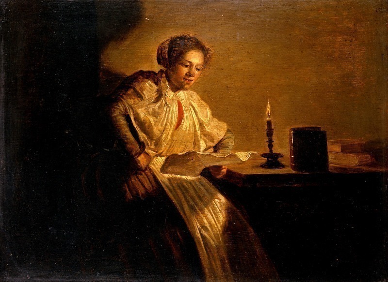 Дирк Халс. Женщина, читающая при свечах. XVII в.