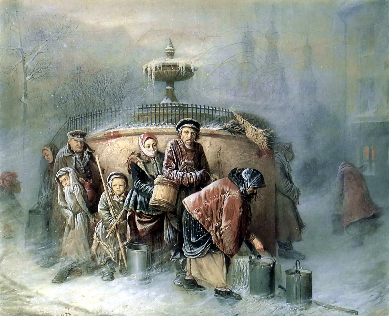 Василий Перов. Очередная у бассейна. 1865