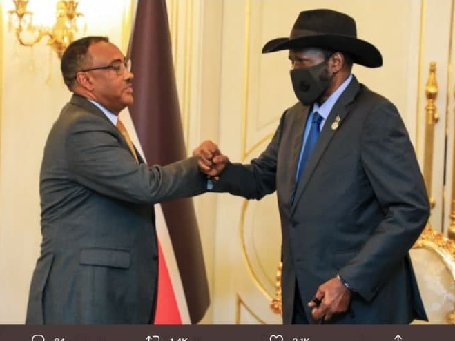 Заместитель премьер-министра Эфиопии Демеке Меконнен и президентом Южного Судана Сальваторе Киир