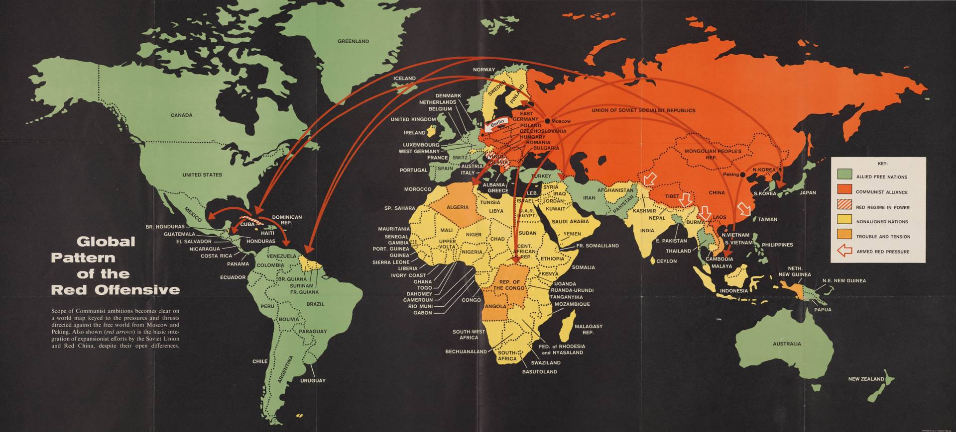 «Глобальная модель Красного наступления» из американской брошюры времен холодной войны. 1962