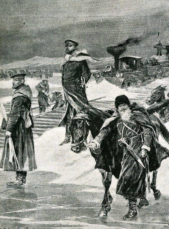 Воинский поезд Русской императорской армии в Азии, иллюстрация из «Патриота», 06 марта 1904 года.