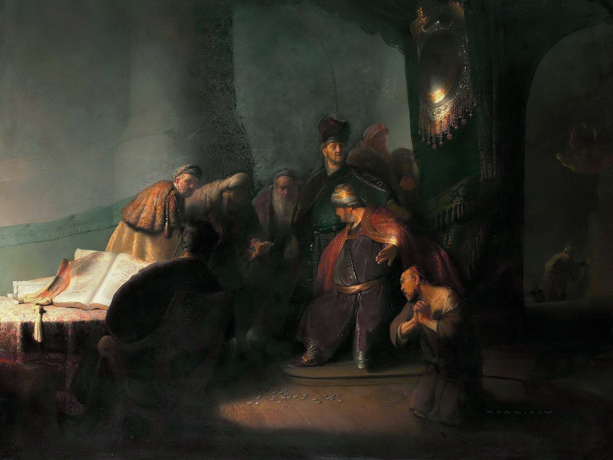 Рембрандт Харменс ван Рейн. Раскаявшийся Иуда возвращает сребреники. 1629