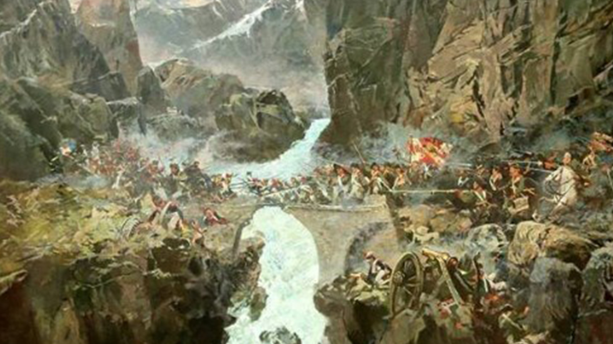 Переход Суворова через Альпы. Швейцария.Чертов мост.1799