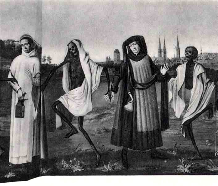 Бернт Нотке. Фрагмент любекской «Пляски смерти» в Мариенкирхе, 1463 г. Довоенная фотография, позднее Мариенкирхе разрушена британскими бомбардировщиками 28-29 марта 1942 г.