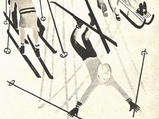 Александр Дейнека. На лыжах. Журнал «Искорка» (фрагмент). 1928