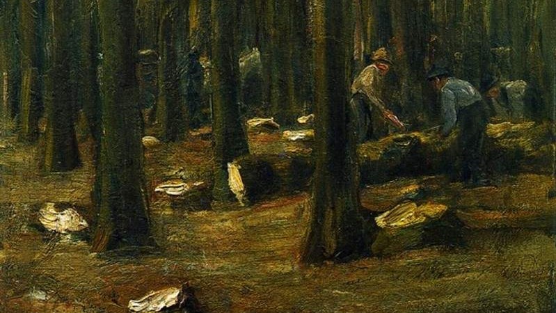 Макс Либерман. Дровосеки в лесу (фрагмент). 1898