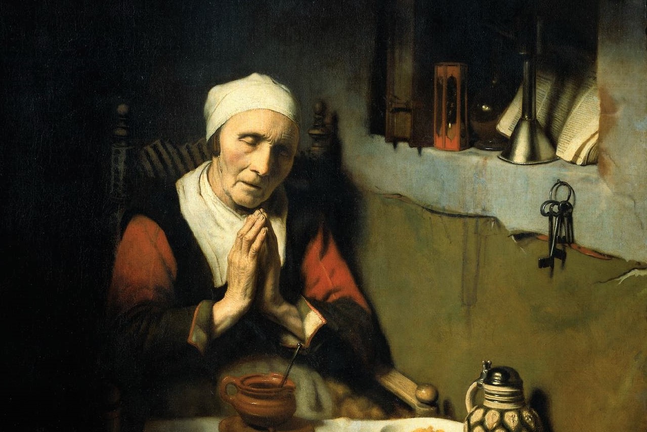 Николас Мас. Молящаяся старая женщина (фрагмент). 1656