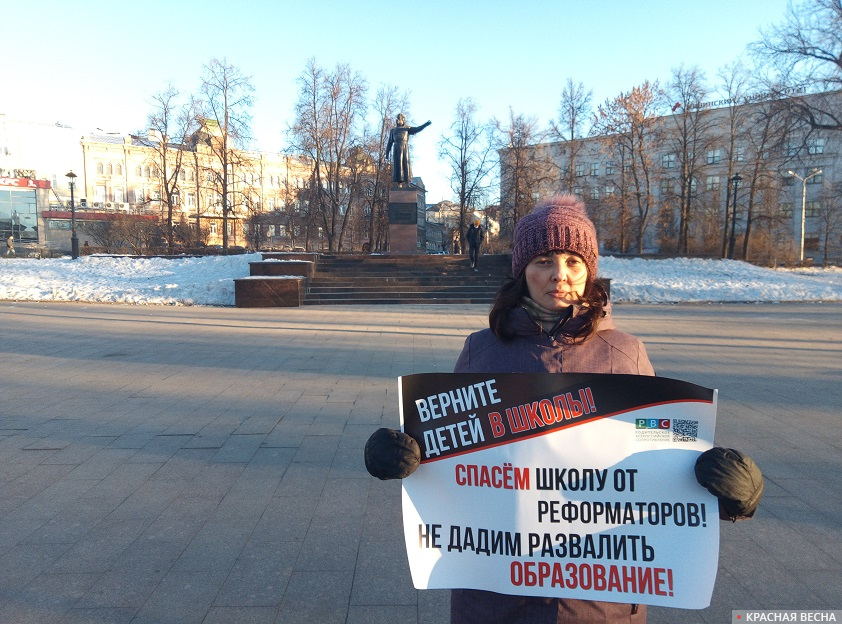 Пикет против дистанционного обучения в Нижнем Новгороде