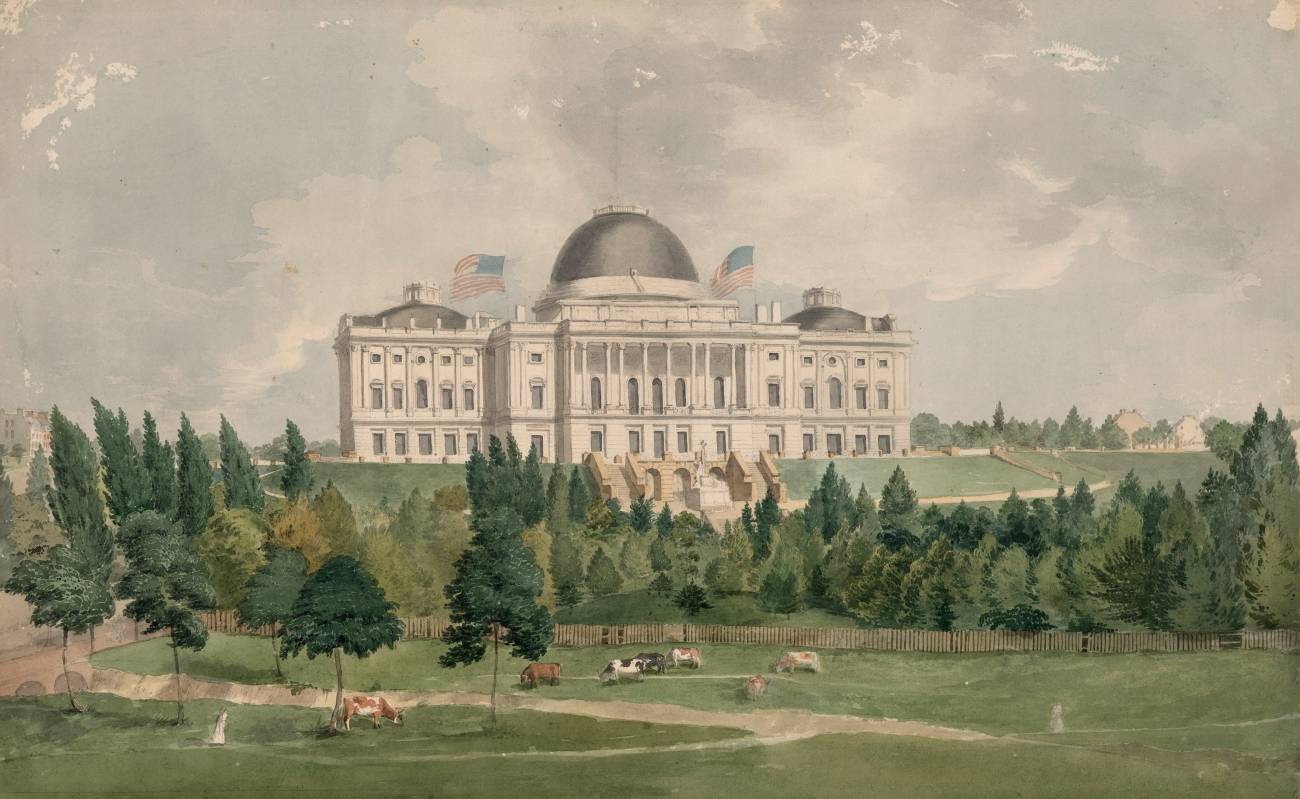 Джон Рубенс Смит. Западная сторона Капитолия. Вашингтон. 1831
