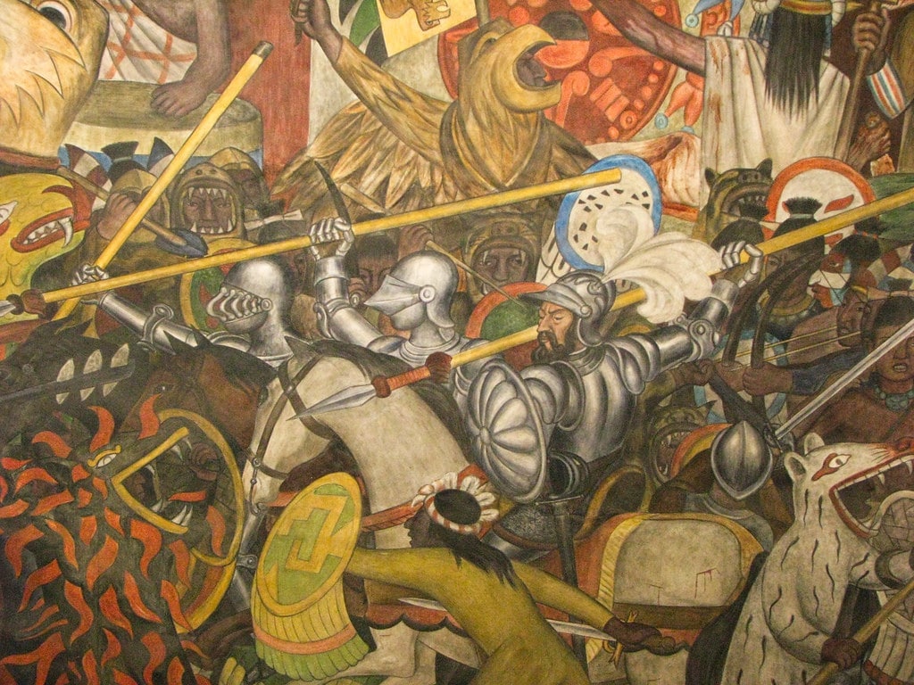 Диего Ривера. Завоевание (Фрагмент фрески «История Мексики»). 1929 — 1935