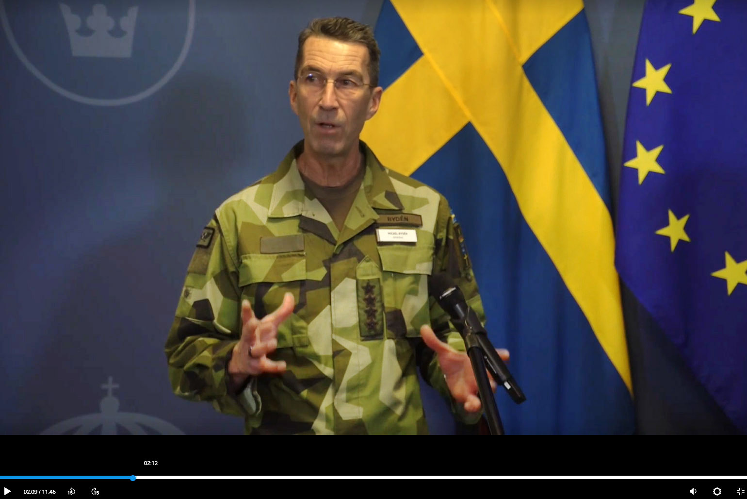 Верховный главнокомандующий Вооруженными силами Швеции Микаэль Байден