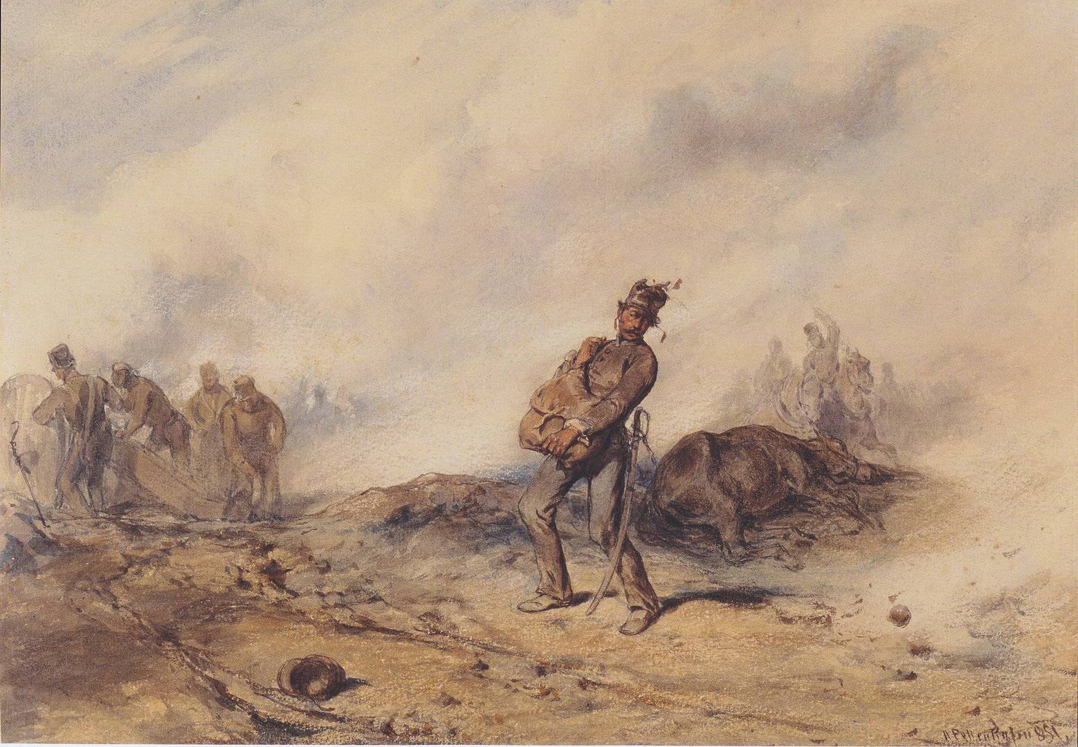 Август фон Петтенкофен. После боя. 1851