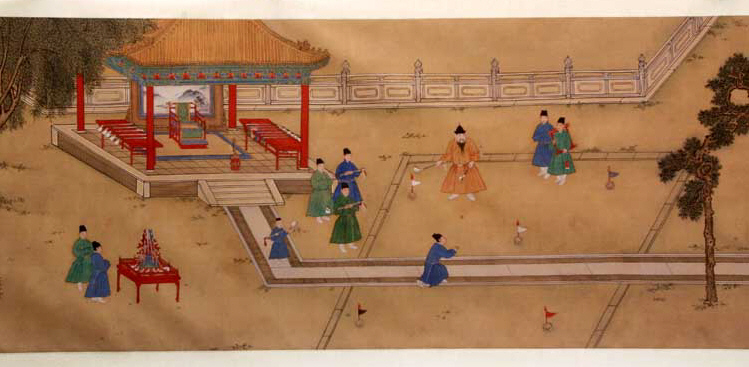Игра в чуйван императора Чжу Чжаньцзи из династии Мин. Китайский императорский художник Шан Си. 15 век