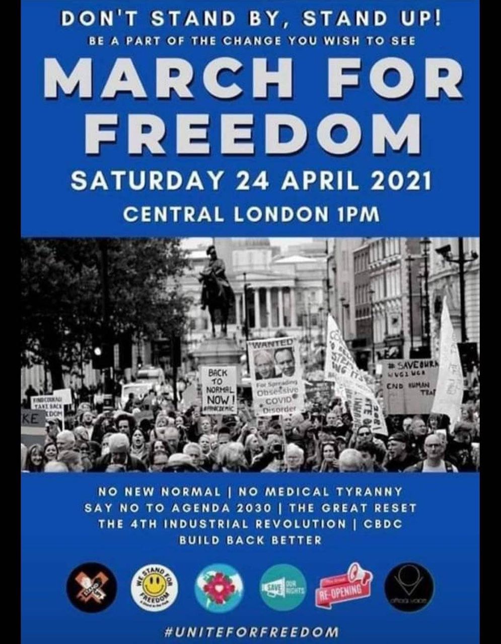 Демонстрация в Лондоне против карантинных ограничений