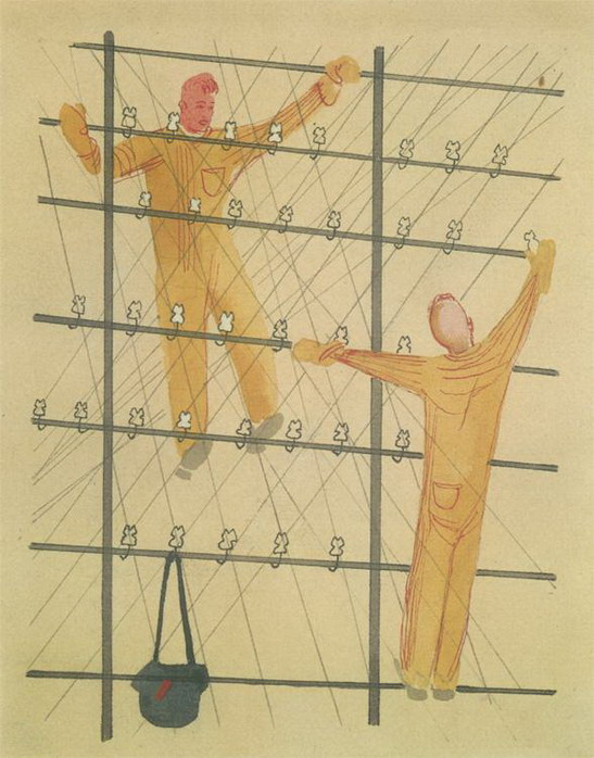 Александр Дейнека. Рисунок для детской книжки «Электромонтер». 1930