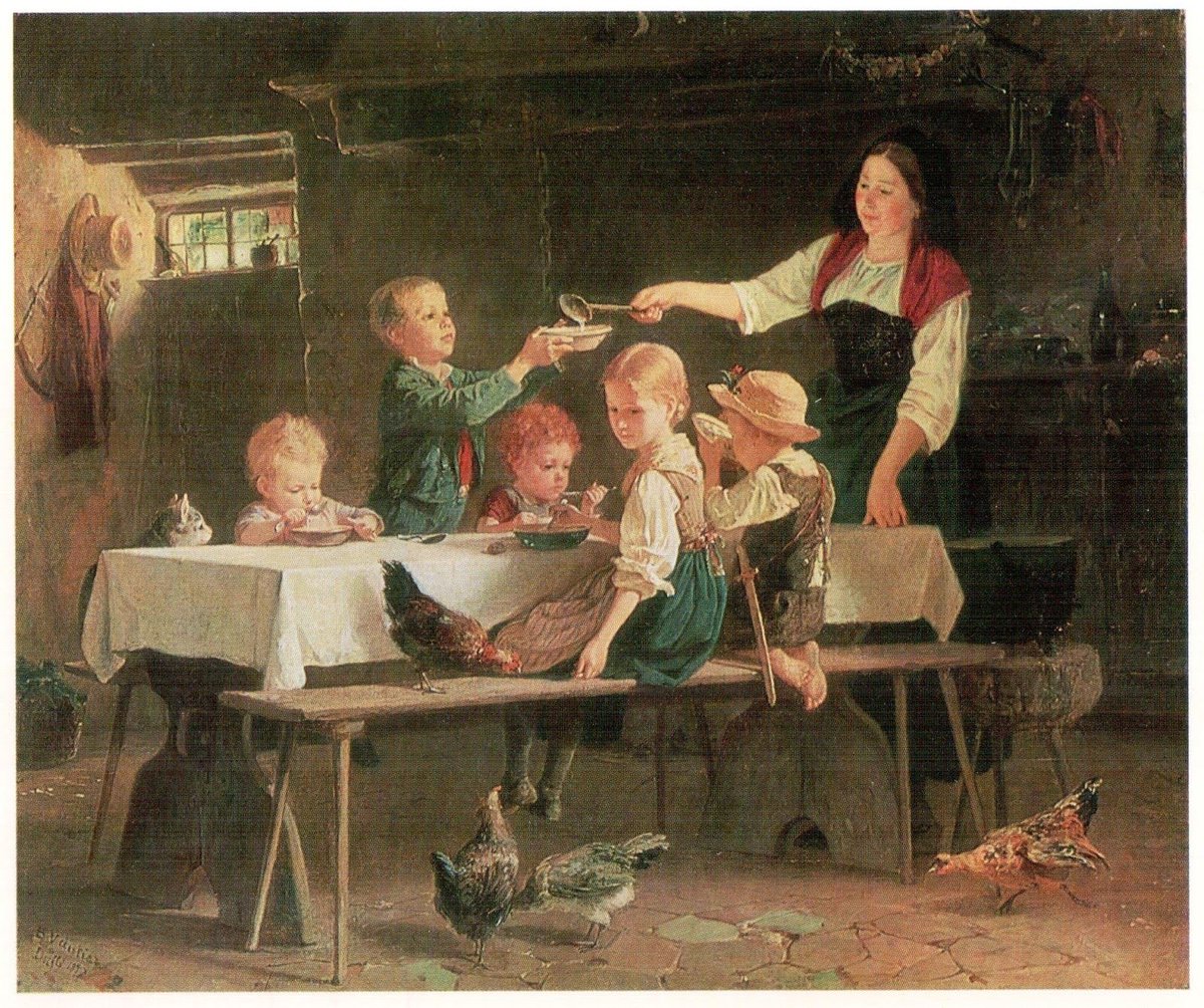 Дети за обедом. 1857