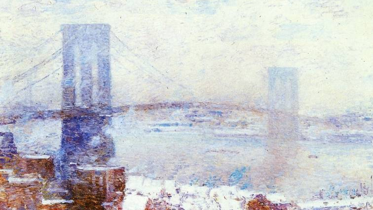 Гассам Чайльд. Бруклинский мост зимой (фрагмент). 1904