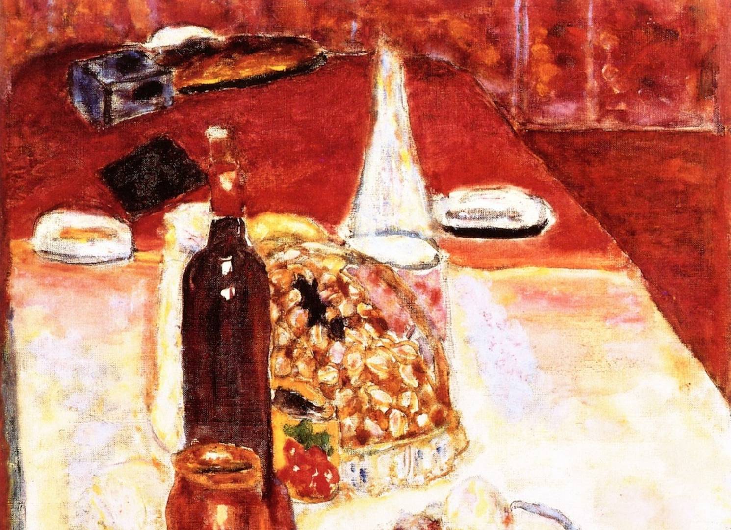 Пьер Боннар. Натюрморт с бутылкой красного вина (фрагмент). 1942