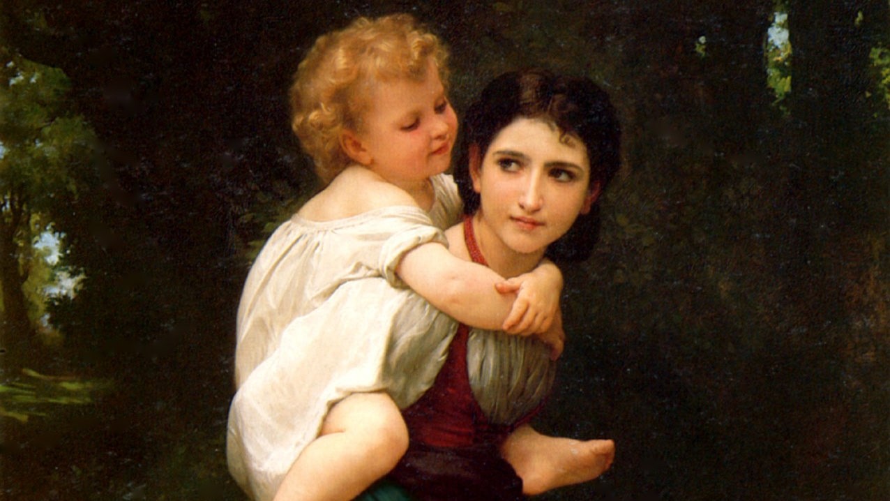 Адольфа Уильяма Бугро. Переход речки вброд (фрагмент). 1869