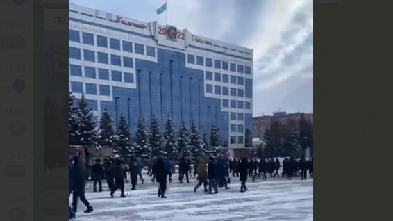 Пртестные акции в Кустанае. Казахстан 5 января 2022 года