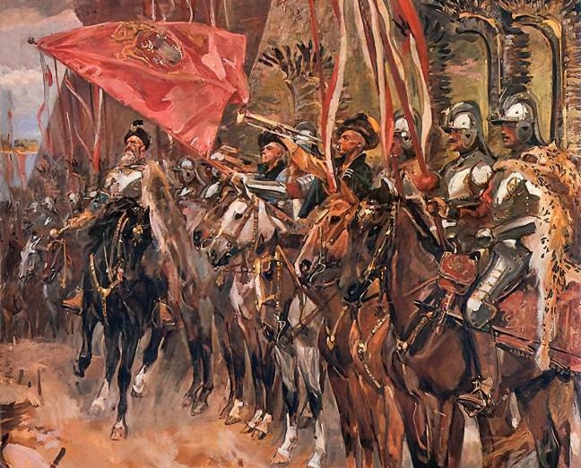 Войцех Коссак. Ходкевич с гусарами у Хоцимских укреплений в 1621 (фрагмент). 1936