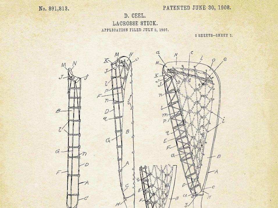 1908 Ceel 891813 Lacrosse Stick Patent