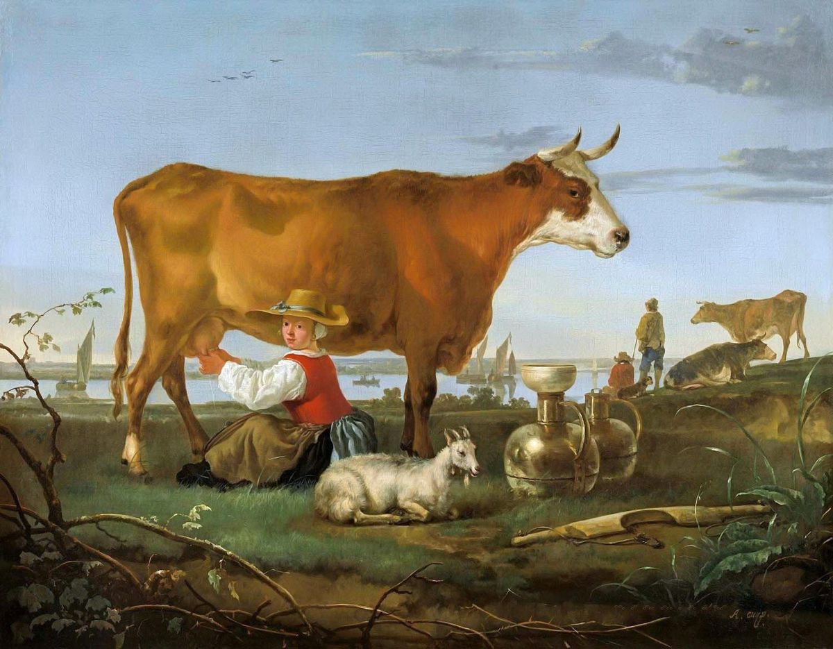 Альберт Кёйп. Пейзаж с дояркой у реки. 1650-1655