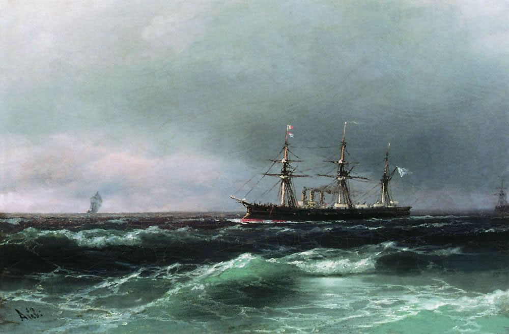 Иван Айвазовский. Корабль в море. 1870-е