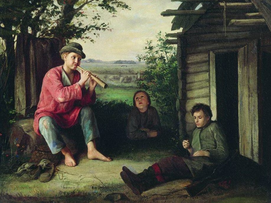 Василий Максимов. Заслушались (фрагмент). 1864