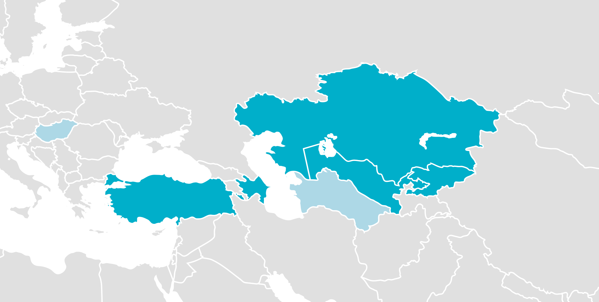 ОТГ, Синим цветом отмечены государства-члены организации, а голубым — её наблюдатели