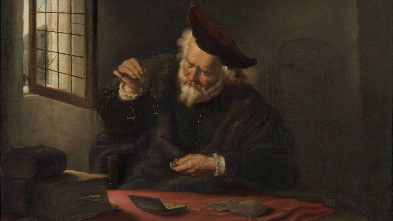 Саломон Конинк. Взвешиватель золота (фрагмент). 1654