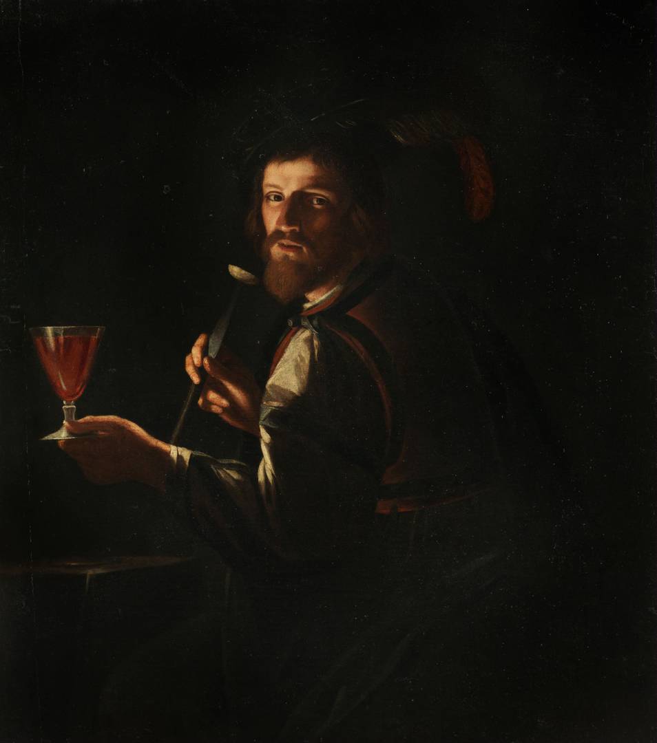 Адам де Костер. Молодой наёмник с бокалом вина. 1600-1643